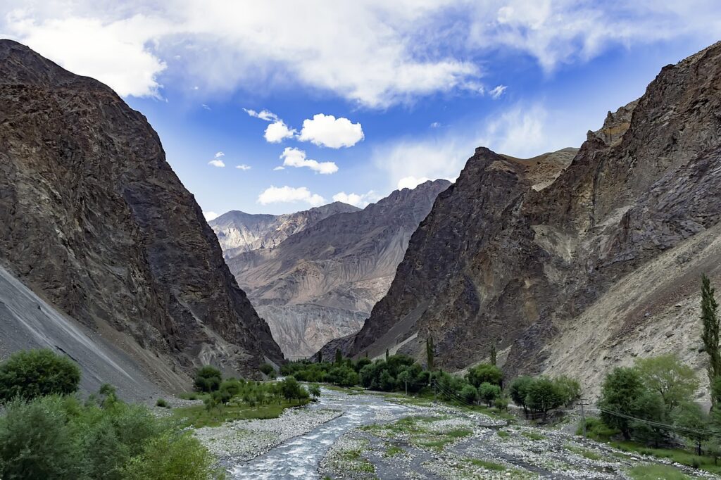 kharmang, valley, mountains, gb, north, pakistan, river, indus, skardu, nikon, photography, landscape, scene, nature, tree, blue sky, green, blue, sky, dilshadrazi